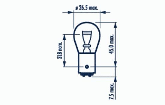 17925, Лампа P21/5W 24V 21/5W BAY15d  фонарь сигнала торможения